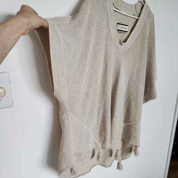 By Malene Birger Revolve Linen Knit Poncho Sweater Tan Neutral S Lagenlook - Picture 4 of 7